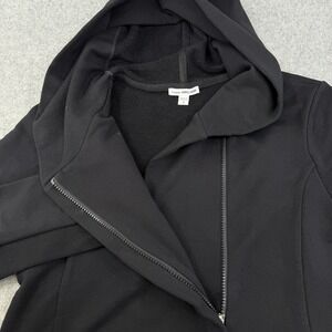 James Perse Jacket Womens 3 Large Soft Drape Knit Twill Moto Black‎ Full Zip Up